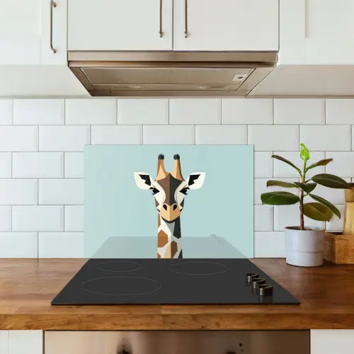Giraffe - Illustratie - Bruin - Minimalistisch keuken achterwand spatscherm klein -sfeer2