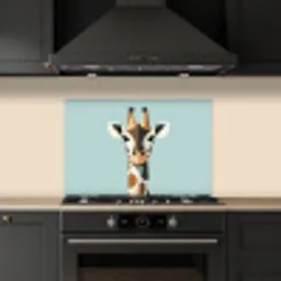 Giraffe - Illustratie - Bruin - Minimalistisch keuken achterwand spatscherm klein -sfeer1