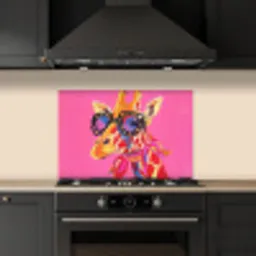 Giraf - Roze - Bril - Sjaal keuken achterwand spatscherm klein -sfeer1