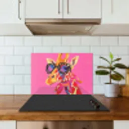 Giraf - Roze - Bril - Sjaal keuken achterwand spatscherm klein -sfeer2