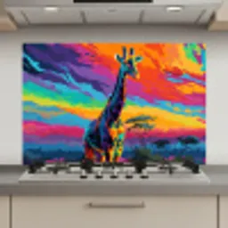 Giraffe - Savanna - Lucht - Gekleurd keuken achterwand spatscherm klein -3d_website