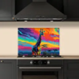 Giraffe - Savanna - Lucht - Gekleurd keuken achterwand spatscherm klein -sfeer1