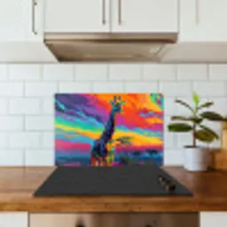 Giraffe - Savanna - Lucht - Gekleurd keuken achterwand spatscherm klein -sfeer2