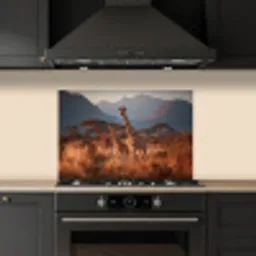 Giraffen - Hoog gras - Acaciabomen keuken achterwand spatscherm klein -sfeer1