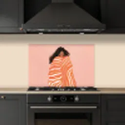 Meisje - Deken - Gestreept - Oranje keuken achterwand spatscherm klein -sfeer1