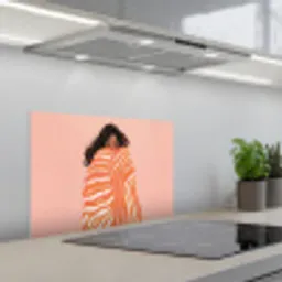 Meisje - Deken - Gestreept - Oranje keuken achterwand spatscherm klein -3d_schuin