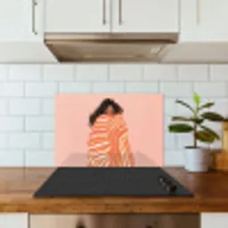 Meisje - Deken - Gestreept - Oranje keuken achterwand spatscherm klein -sfeer2