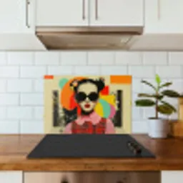 Meisje - Zonnebril - Kat - Retro keuken achterwand spatscherm klein -sfeer2
