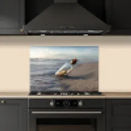 Glazenfles - Post - Zee - Zand keuken achterwand spatscherm klein -sfeer1