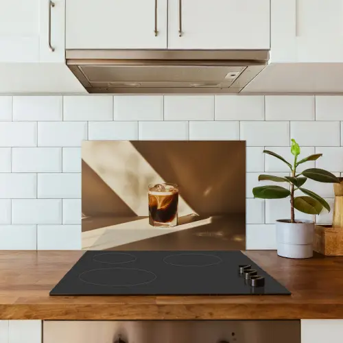 Glas - Ijskoffie - Schaduw - Bruin keuken achterwand spatscherm klein -sfeer2