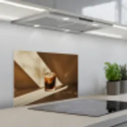 Glas - Ijskoffie - Schaduw - Bruin keuken achterwand spatscherm klein -3d_schuin