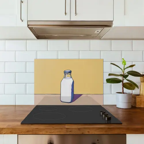 Glazen - Fles - Illustratie - Melk keuken achterwand spatscherm klein -sfeer2