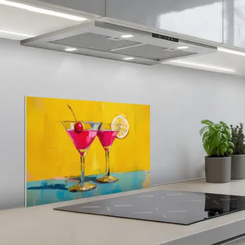 Glazen - Cocktail - Citroen - Kers keuken achterwand spatscherm klein -3d_schuin