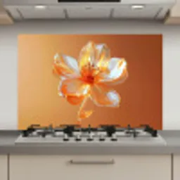 Glazen - Bloem - Oranje keuken achterwand spatscherm klein -3d_website