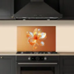 Glazen - Bloem - Oranje keuken achterwand spatscherm klein -sfeer1