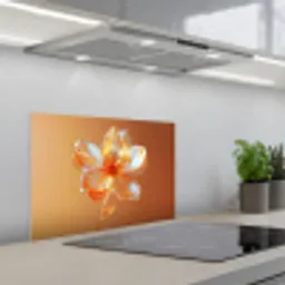 Glazen - Bloem - Oranje keuken achterwand spatscherm klein -3d_schuin