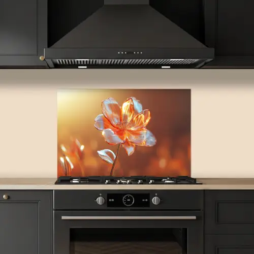 Glazen - Bloem - Zonlicht keuken achterwand spatscherm klein -sfeer1