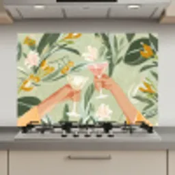Glazen - Proosten - Bladeren - Groen keuken achterwand spatscherm klein -3d_website