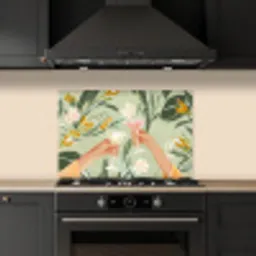 Glazen - Proosten - Bladeren - Groen keuken achterwand spatscherm klein -sfeer1