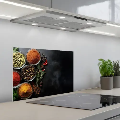 Glazen - Bakjes - Blaadjes - Kruiden keuken achterwand spatscherm klein -3d_schuin