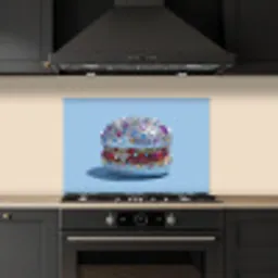 Glitters - Hamburger - Blauw keuken achterwand spatscherm klein -sfeer1