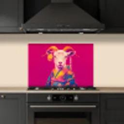 Geit - Hoorns - Kimono - Kleurrijk keuken achterwand spatscherm klein -sfeer1