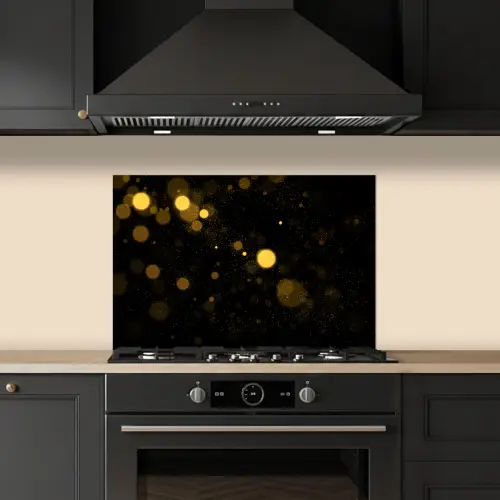 Goud - Abstract - Luxe - Zwart keuken achterwand spatscherm klein -sfeer1