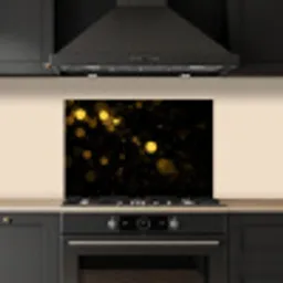 Goud - Abstract - Luxe - Zwart keuken achterwand spatscherm klein -sfeer1