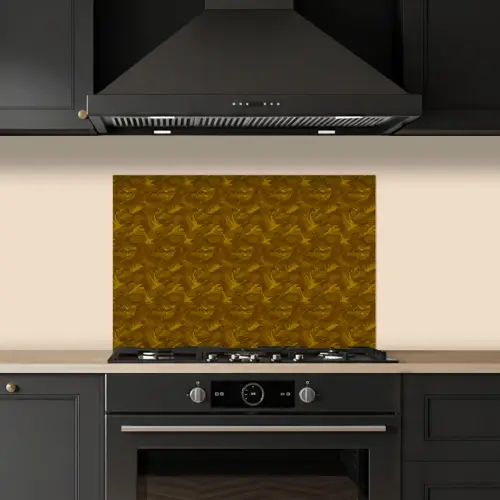 Goud - Vogels - Patroon keuken achterwand spatscherm klein 900 -sfeer1