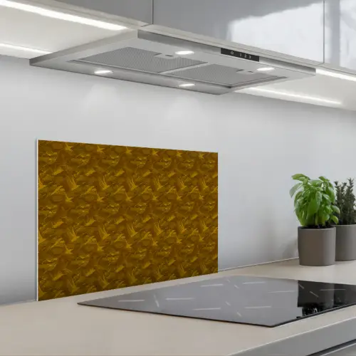 Goud - Vogels - Patroon keuken achterwand spatscherm klein 900 -3d_schuin