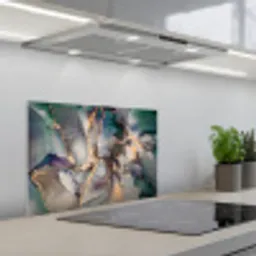 Goud - Blauw - Marmer keuken achterwand spatscherm klein -3d_schuin