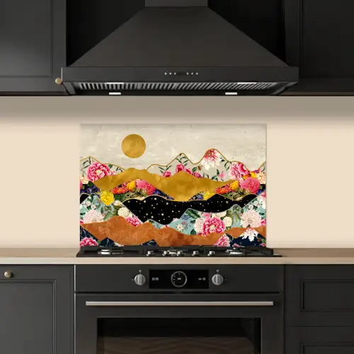 Goud - Bloemen - Print - Abstract - Landschap - Patronen keuken achterwand spatscherm klein -sfeer1
