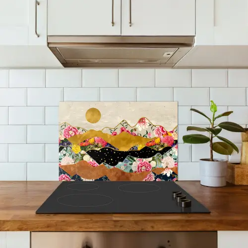 Goud - Bloemen - Print - Abstract - Landschap - Patronen keuken achterwand spatscherm klein -sfeer2