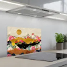 Goud - Bloemen - Print - Abstract - Landschap - Patronen keuken achterwand spatscherm klein -3d_schuin