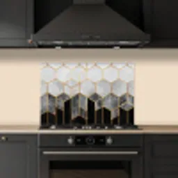 Goud - Hexagon - Chic - Patronen - Luxe keuken achterwand spatscherm klein -sfeer1