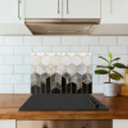 Goud - Hexagon - Chic - Patronen - Luxe keuken achterwand spatscherm klein -sfeer2