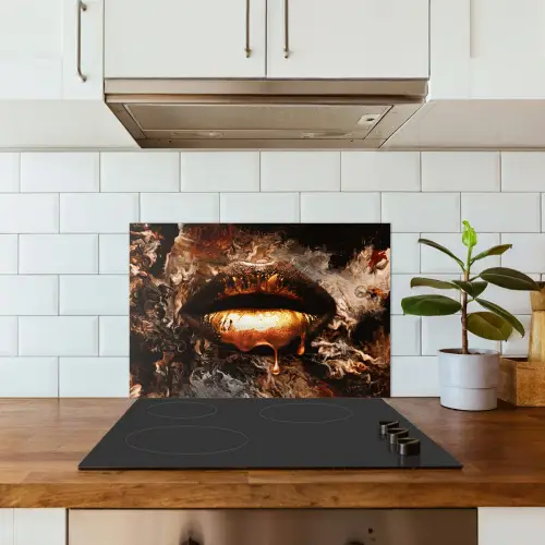 Goud - Lippen - Kunst - Goud - Luxe - Abstract keuken achterwand spatscherm klein -sfeer2