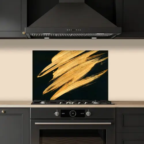 Goud - Verf - Strepen - Luxe - Abstract keuken achterwand spatscherm klein -sfeer1