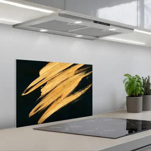 Goud - Verf - Strepen - Luxe - Abstract keuken achterwand spatscherm klein -3d_schuin