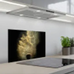 Goud poeder op een zwarte achtergrond keuken achterwand spatscherm klein -3d_schuin