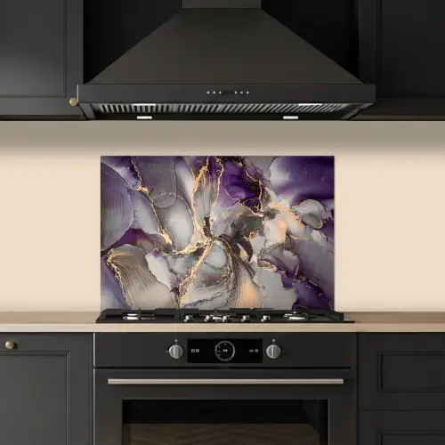 Goud - Paars - Marmer keuken achterwand spatscherm klein -sfeer1