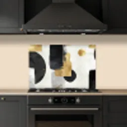 Goud - Rechthoeken - Cirkels - Abstract keuken achterwand spatscherm klein -sfeer1