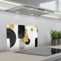 Goud - Rechthoeken - Cirkels - Abstract keuken achterwand spatscherm klein -3d_schuin