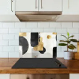 Goud - Rechthoeken - Cirkels - Abstract keuken achterwand spatscherm klein -sfeer2