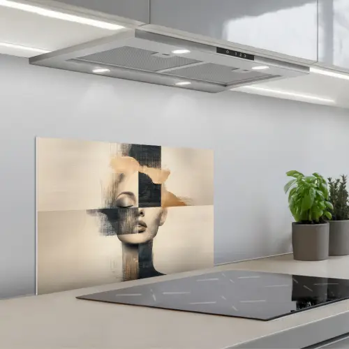 Goud - Vrouw - Rechthoeken keuken achterwand spatscherm klein -3d_schuin
