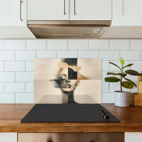 Goud - Vrouw - Rechthoeken keuken achterwand spatscherm klein -sfeer2