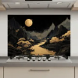 Gouden rivier - Bergen - Maan - Sterrenhemel keuken achterwand spatscherm klein -3d_website