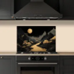 Gouden rivier - Bergen - Maan - Sterrenhemel keuken achterwand spatscherm klein -sfeer1