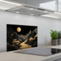 Gouden rivier - Bergen - Maan - Sterrenhemel keuken achterwand spatscherm klein -3d_schuin