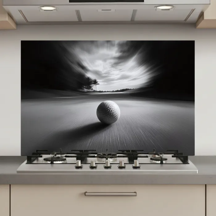 Golfbal - Wazig - Zwart keuken achterwand spatscherm klein -3d_website